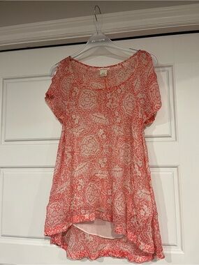 Club Monaco Lightweight Coral Print Blouse